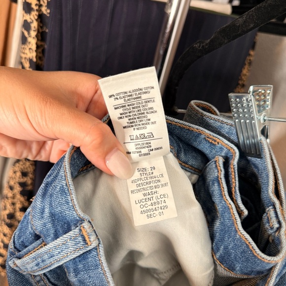 Hudson Jeans Skirt Reconstructed Midi Blue Denim High Rise Front Slit Size 6 - Picture 9 of 9